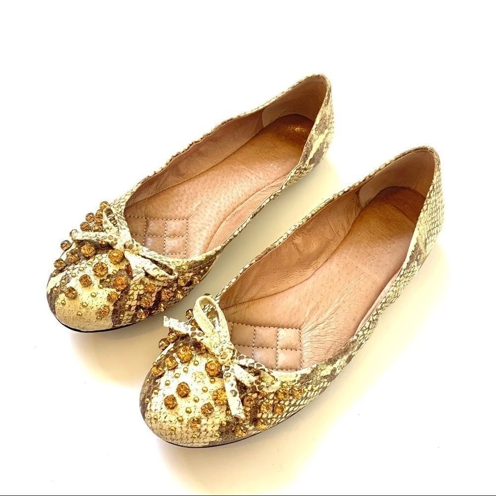 Vince Camuto Snakeskin Rhinestone Embellished Flat